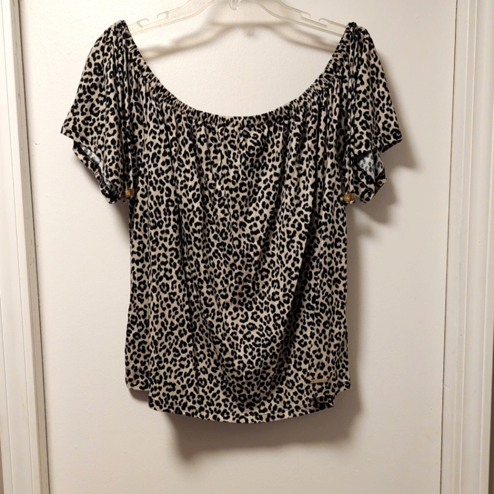 NWT MICHAEL KORS Leopard Print On or Off the Shoulder Top